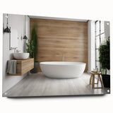 Large abstract wall art on acrylic, featuring swirling blue and gray tones, ideal for modern bedroom or dining room decor.