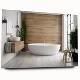 Large abstract wall art in muted gray and blue tones on acrylic glass, ideal for bedroom or dining room decor.