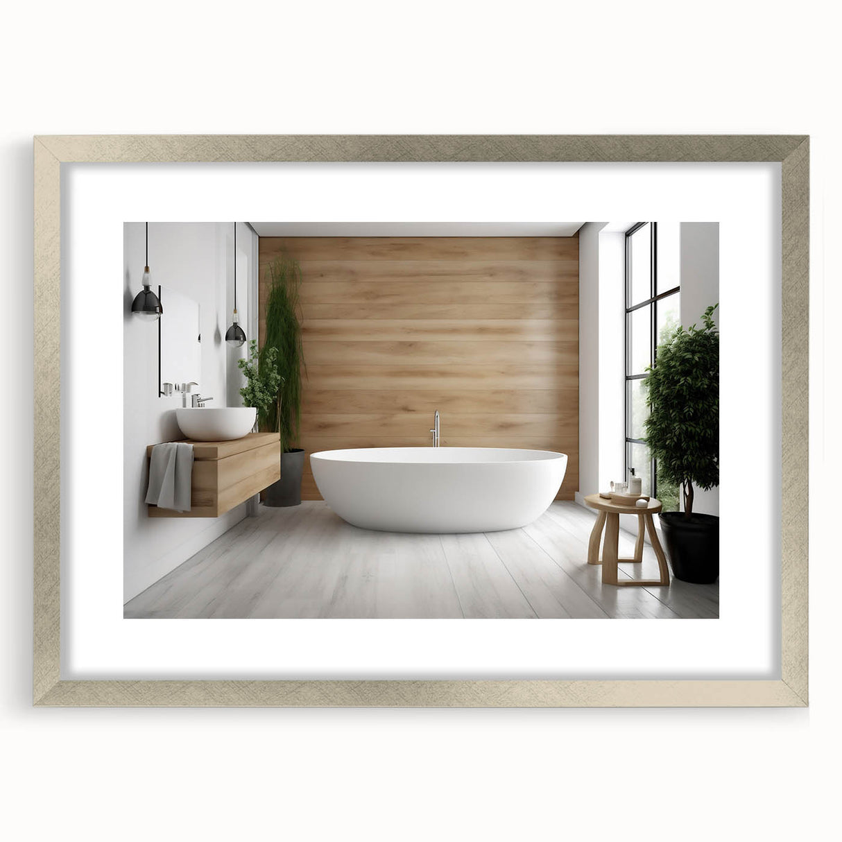 Extra large abstract art print with textured design in silver frame, ideal for living room decor.