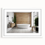 Textured abstract art print in muted gray and blue tones, framed with a white mat, suitable for bedroom decor.