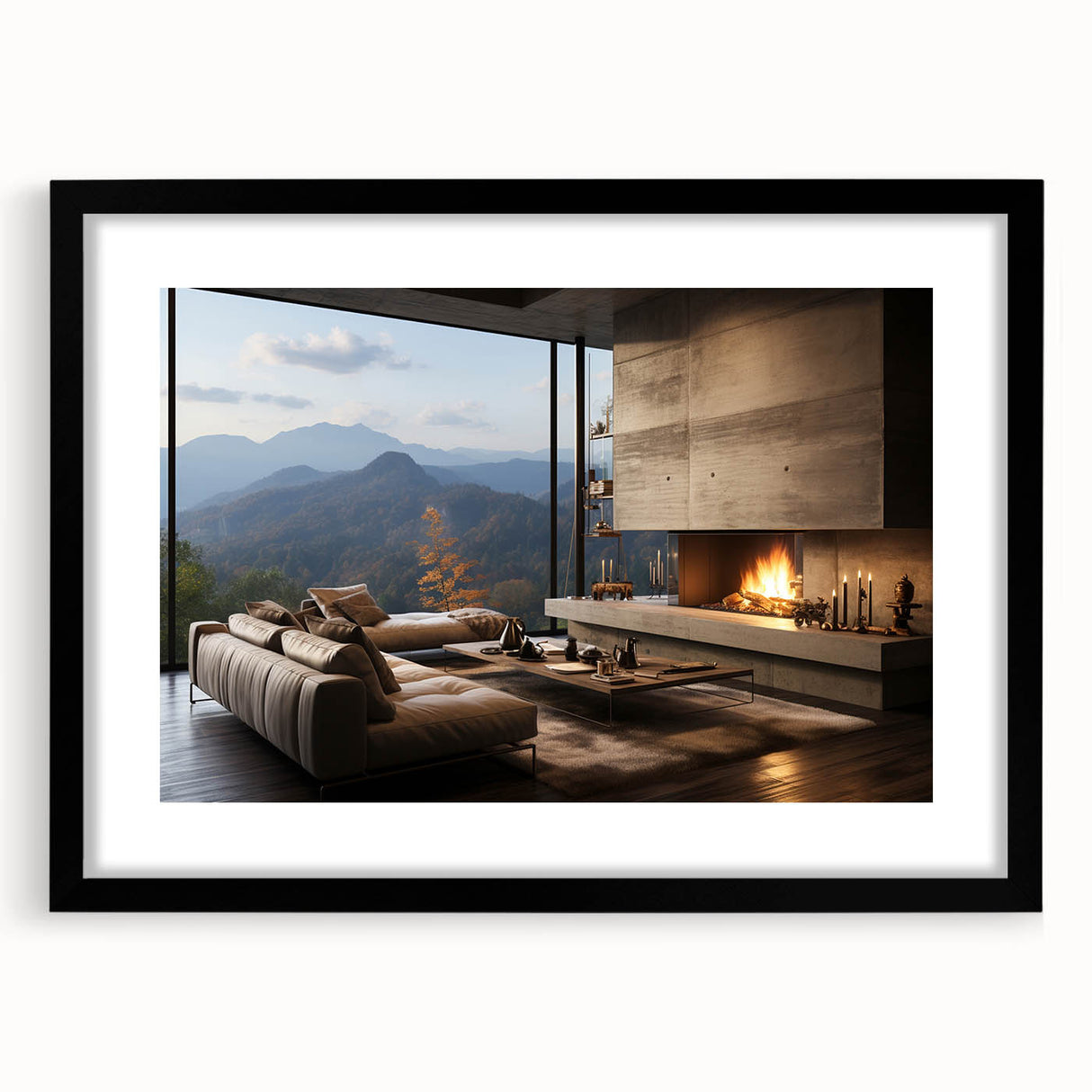 Extra large abstract art print featuring colorful, textured design on a black framed canvas, ideal for living room decor.
