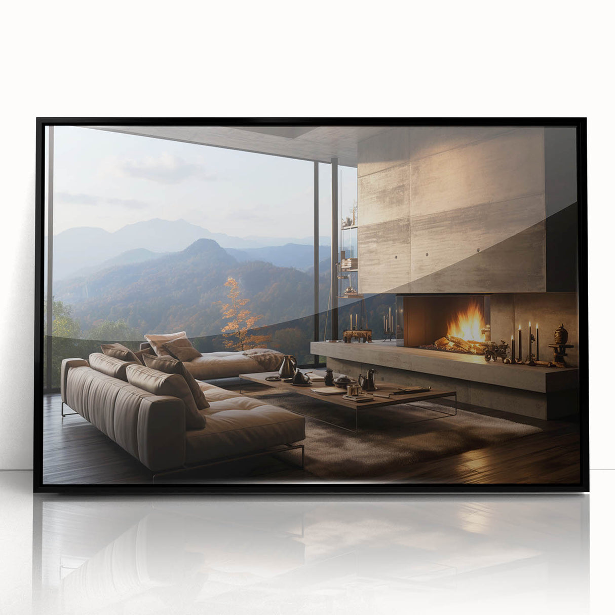 Large abstract wall art in black and white tones, framed acrylic, ideal for modern art wall decor.