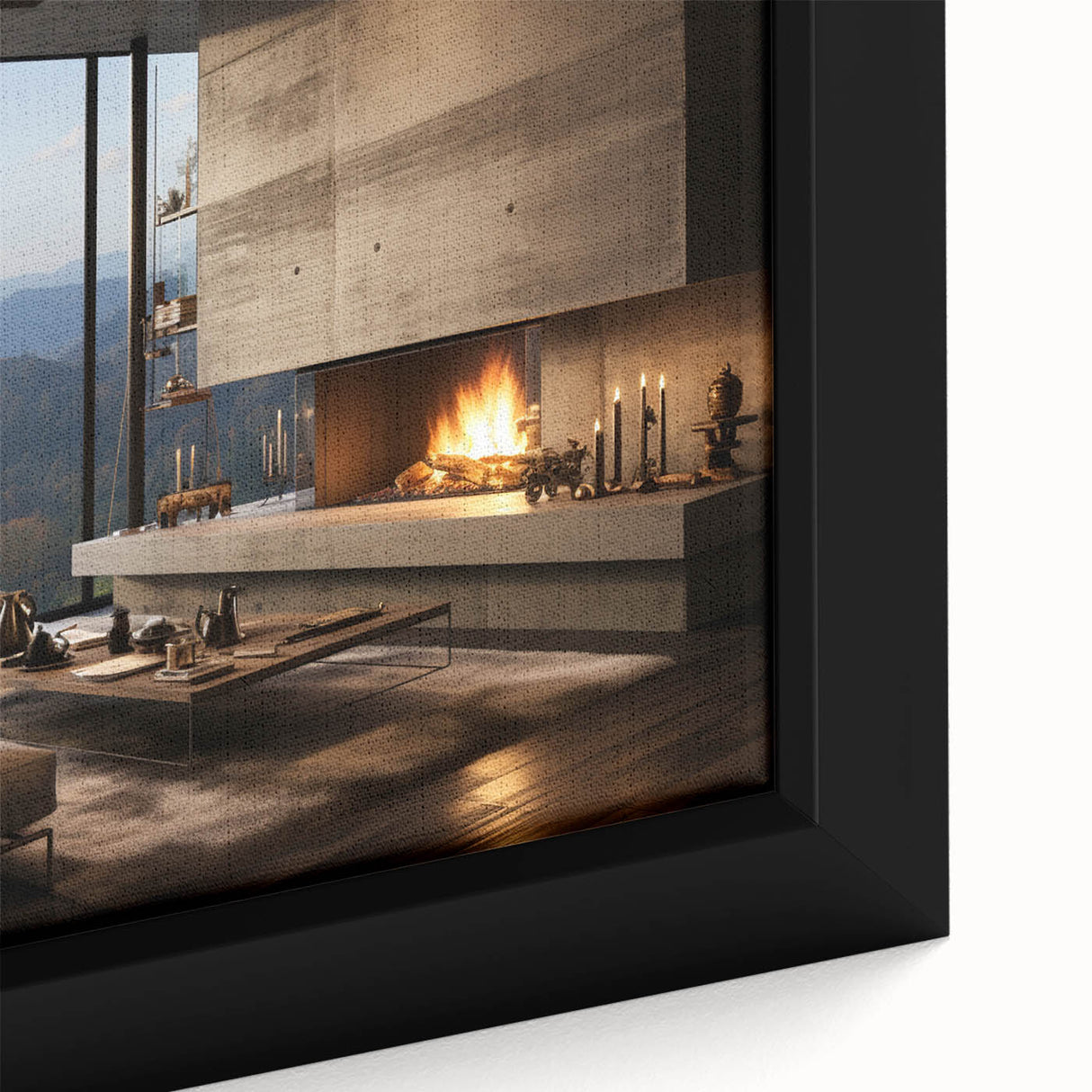 Extra large black wall art featuring a textured, colorful abstract design on a framed canvas, suitable for living room decor.