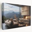 Large, stretched canvas print featuring a modern kitchen interior design in neutral tones, ideal for kitchen wall art.