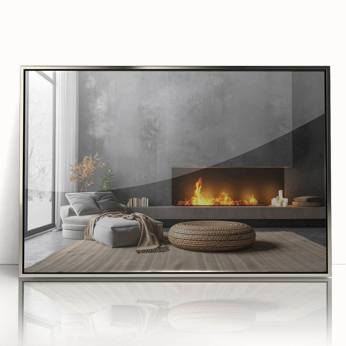 Mid-century modernist art of geometric shapes in muted earth tones, acrylic print, ideal for nursery wall art.