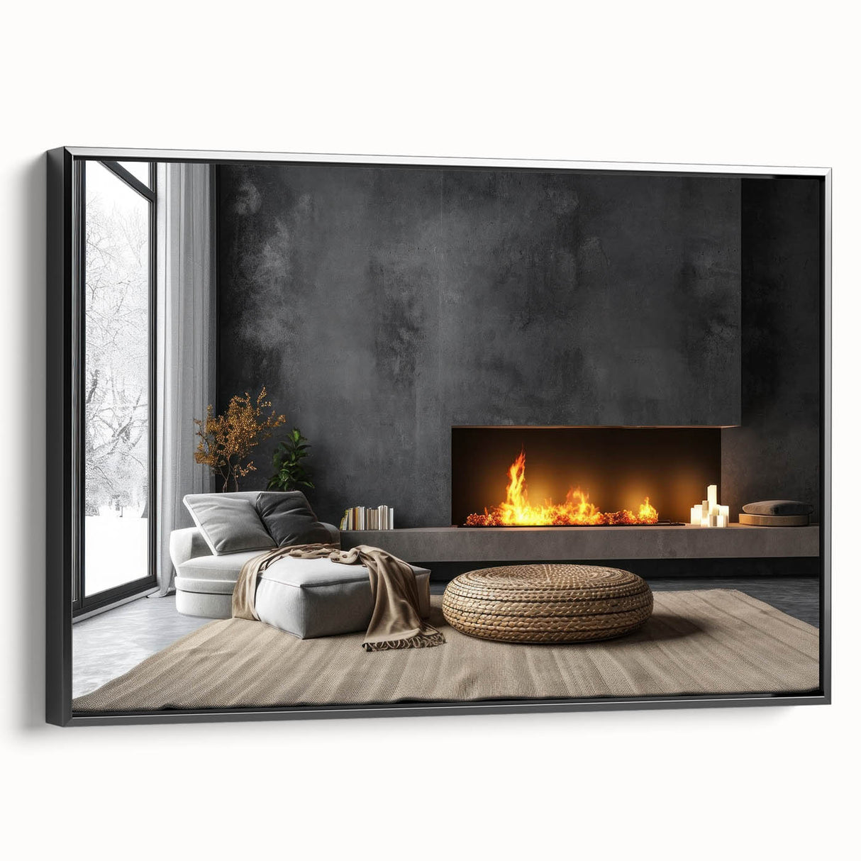 Black and white landscape art painting on framed canvas, featuring vintage-style architecture, suitable for bedroom decor.