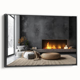 Black and white landscape art painting on framed canvas, featuring vintage-style architecture, suitable for bedroom decor.