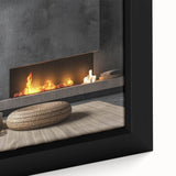 Close-up of extra large black wall art featuring colorful, textured abstract design on framed canvas.