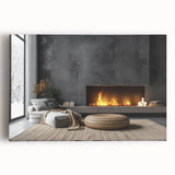 Black and white photo of a modern kitchen interior on large stretched canvas, suited for kitchen wall art.