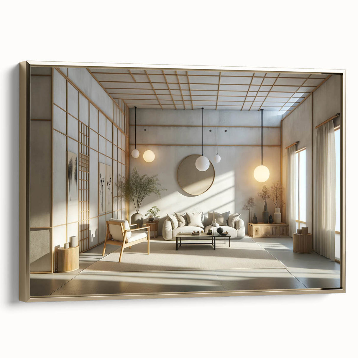 Framed canvas wall art featuring a vintage black and gold landscape painting, suitable for bedroom decor.