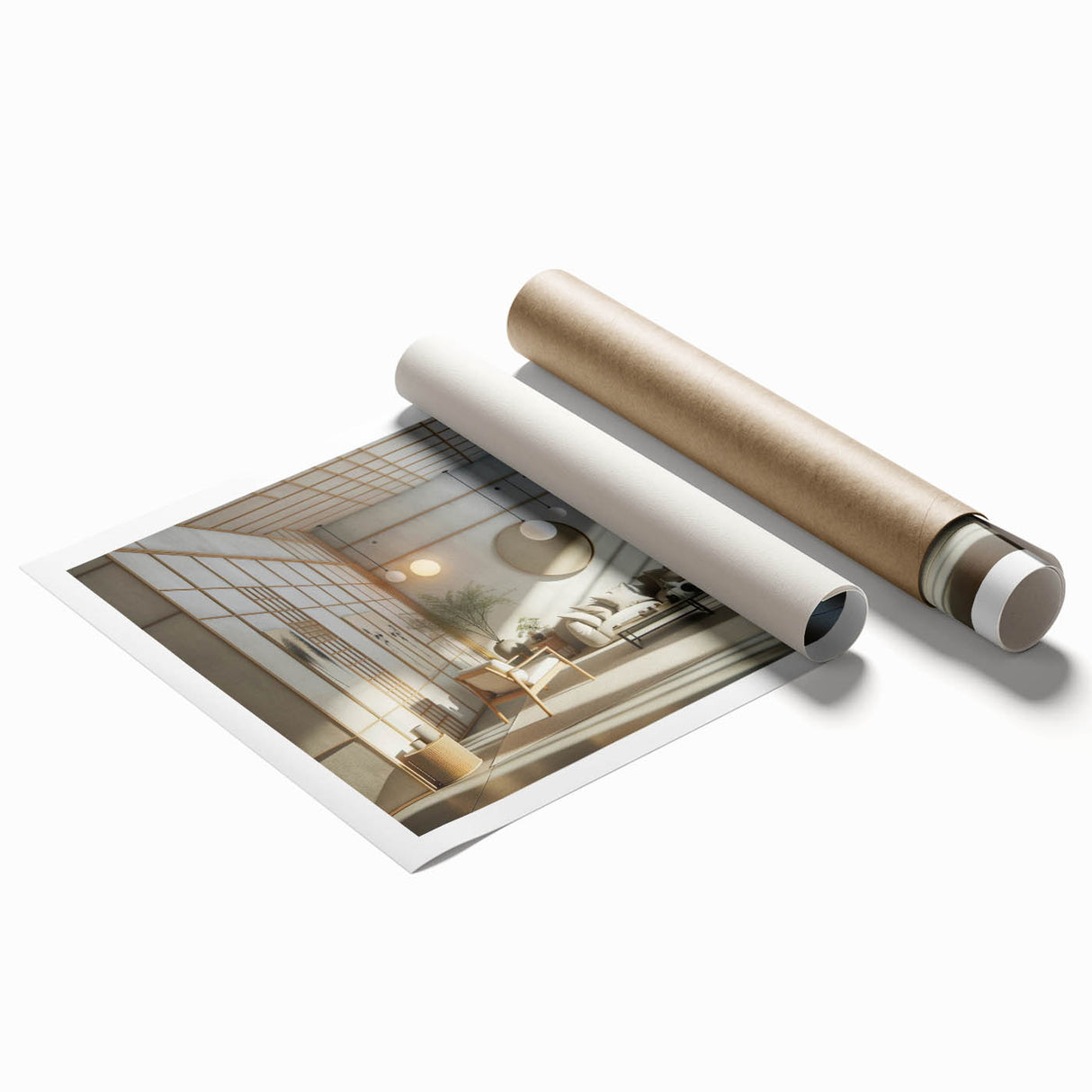 Extra large rolled canvas print featuring a floral design in pastel shades.