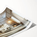 Extra large wall art featuring line art flowers in black on white, rolled print format, ideal for large living room decor.