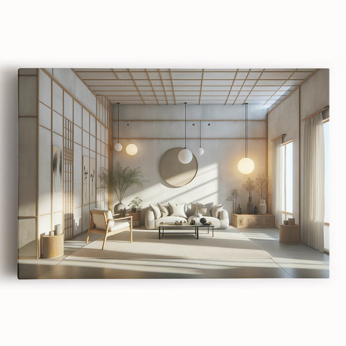 Large black and white photo of an intricate architectural design on stretched canvas, ideal for kitchen wall art.