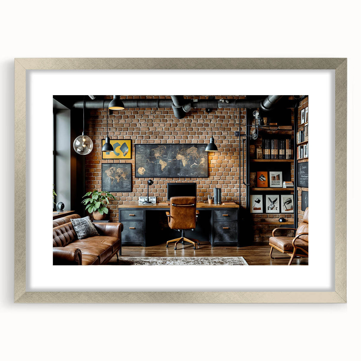 Abstract art print featuring swirling gray and silver patterns on a framed canvas, suitable for dining room or bedroom decor.