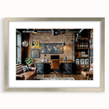 Abstract art print featuring swirling gray and silver patterns on a framed canvas, suitable for dining room or bedroom decor.