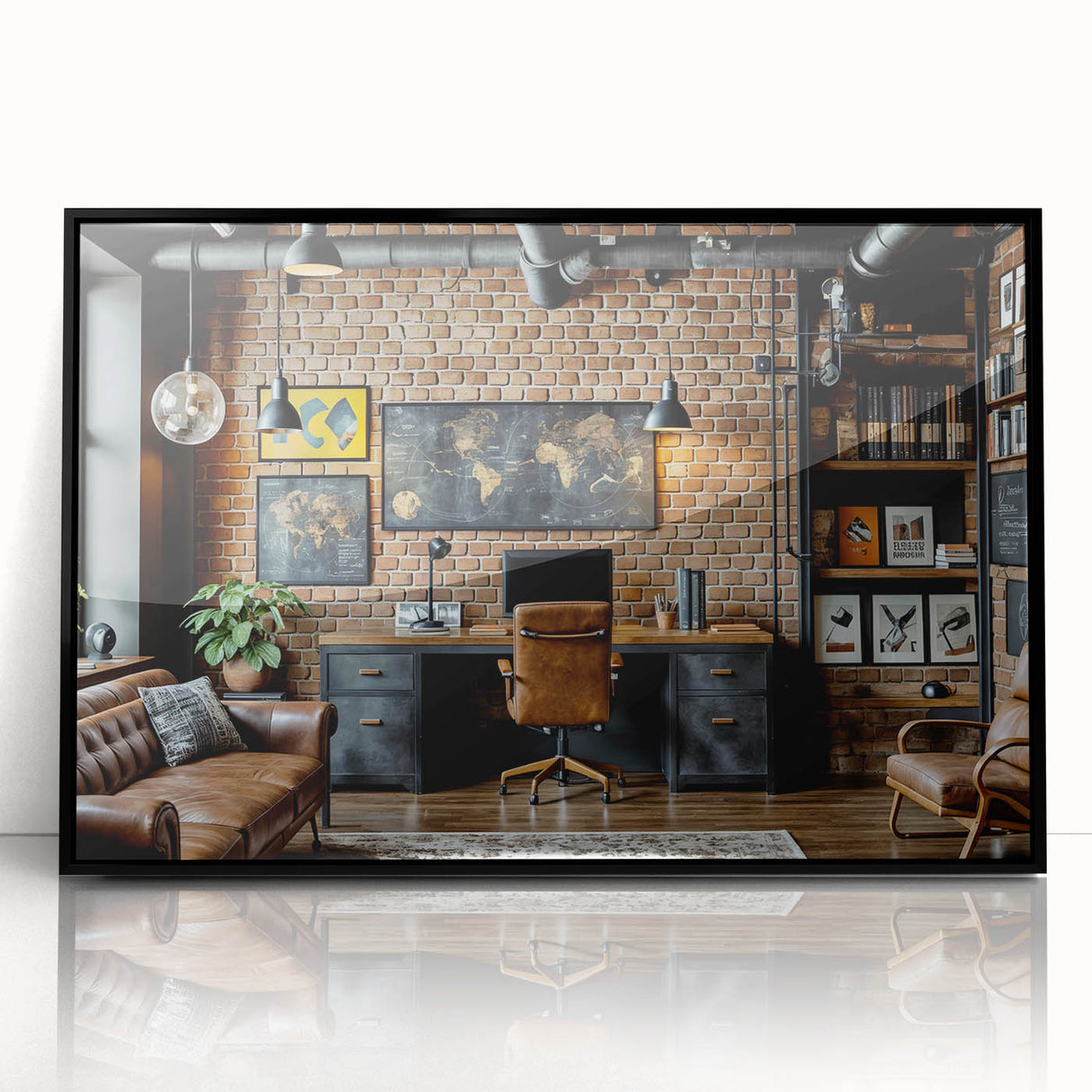 Large abstract wall art featuring mid-century modernist designs in neutral tones on framed acrylic.
