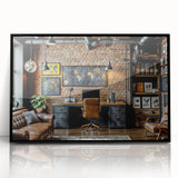 Large abstract wall art featuring mid-century modernist designs in neutral tones on framed acrylic.