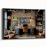Black and white vintage poster art of a landscape on framed canvas, ideal for bedroom wall decor.