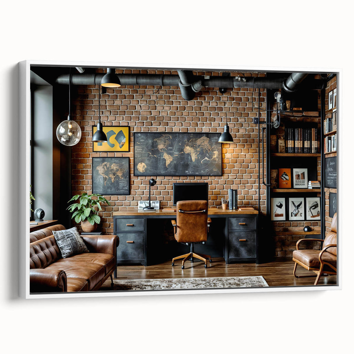 Extra large vintage poster art of colorful abstract design on a framed canvas, ideal for living room decor.