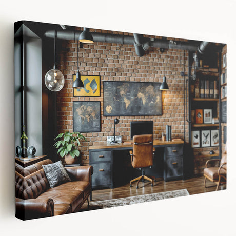 Large canvas featuring a detailed architectural interior design, ideal for kitchen wall art.