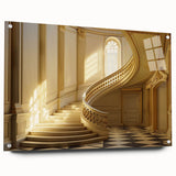 Large abstract wall art on acrylic glass featuring swirls of blue and gray, suitable for bedroom or dining room decor.