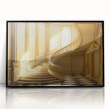 Large abstract wall art on acrylic, featuring dynamic black and white shapes, mid-century modernist style.