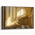 Black and white framed canvas featuring a vintage landscape painting, ideal for bedroom wall art.