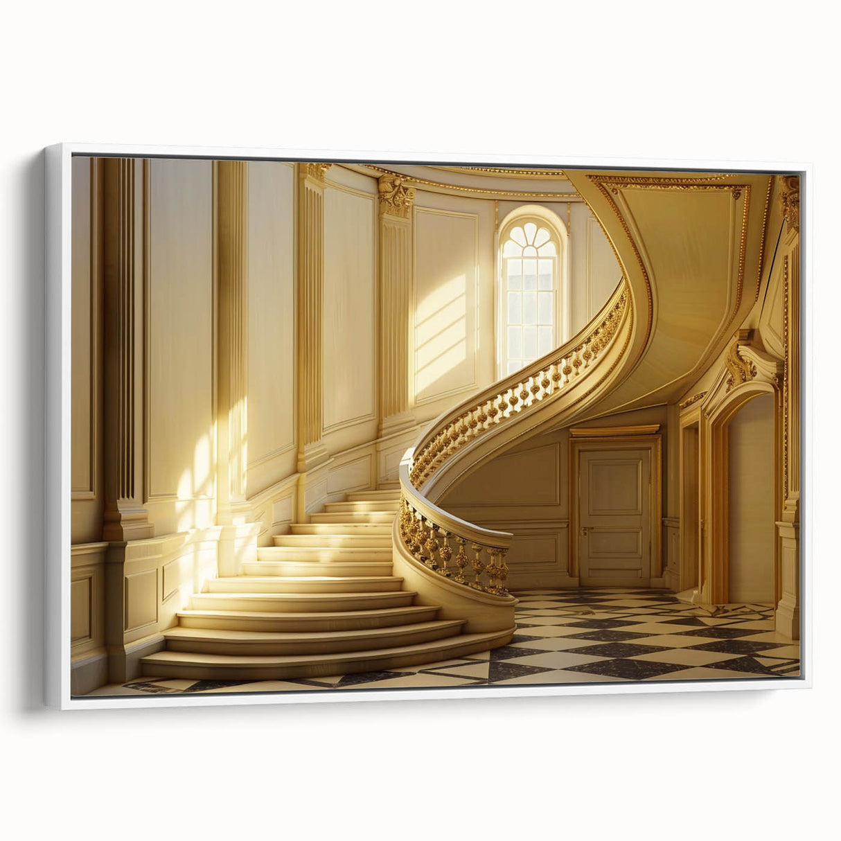Extra large vintage poster art of colorful abstract design on framed canvas, ideal for living room decor.