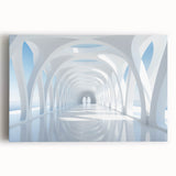 Large black and white photo of an intricate architectural design on stretched canvas, suitable for kitchen wall art.