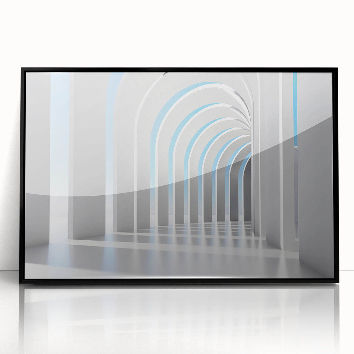 Large abstract wall art featuring swirling black and white patterns, framed in black acrylic.