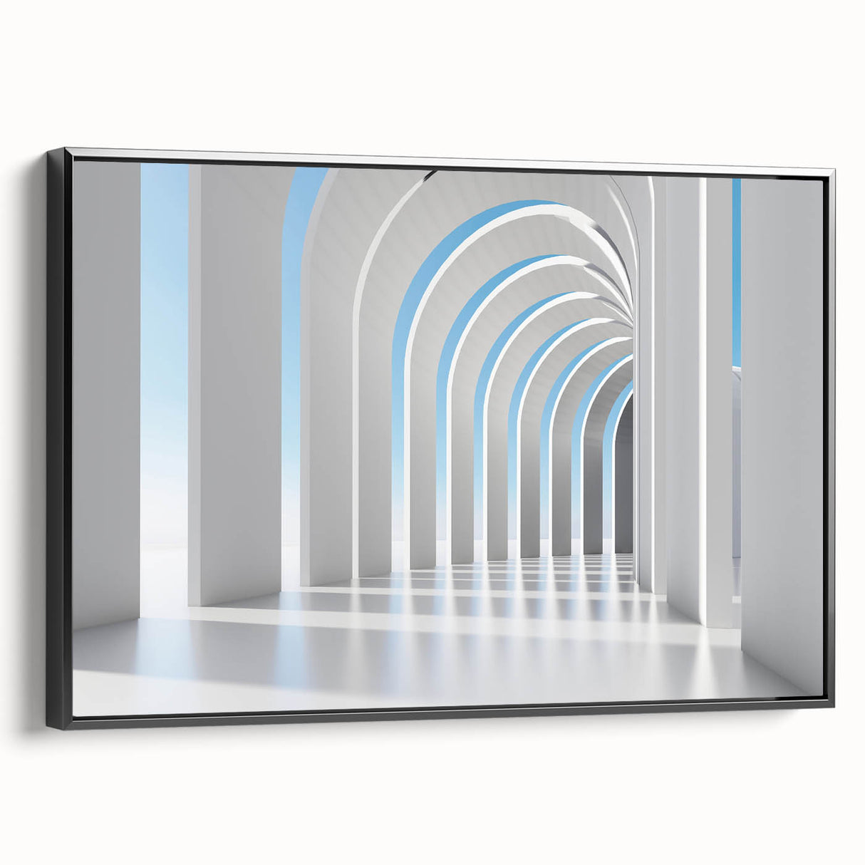 Black and white framed canvas featuring a vintage landscape painting, ideal for bedroom wall decor.