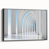 Black and white framed canvas featuring a vintage landscape painting, ideal for bedroom wall decor.
