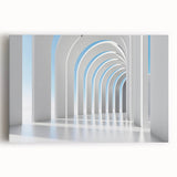 Large black and white architectural print on stretched canvas, depicting detailed building facades.