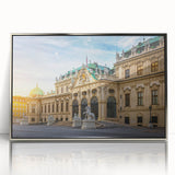 Mid-century modernist art deco poster depicting geometric shapes in silver and black, framed acrylic.