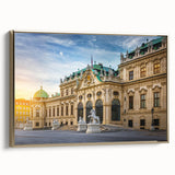 Framed canvas of a vintage landscape painting in muted black and gold tones, ideal for bedroom wall art.