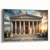 Framed canvas featuring a black and colorful vintage poster art landscape, ideal for living room decor.