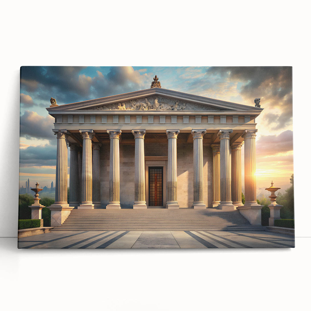 Black and white photo of architectural columns on stretched canvas, ideal for kitchen wall art or bedroom.