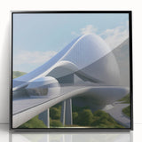 Large abstract wall art on acrylic in black frame featuring mid-century modernist design, ideal for modern art wall decor.