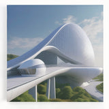 Black and white photo of a classical building on stretched canvas, suitable as kitchen wall art or bedroom decor.