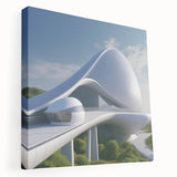 Large canvas featuring a detailed architectural design in monochrome tones, ideal for kitchen wall art.