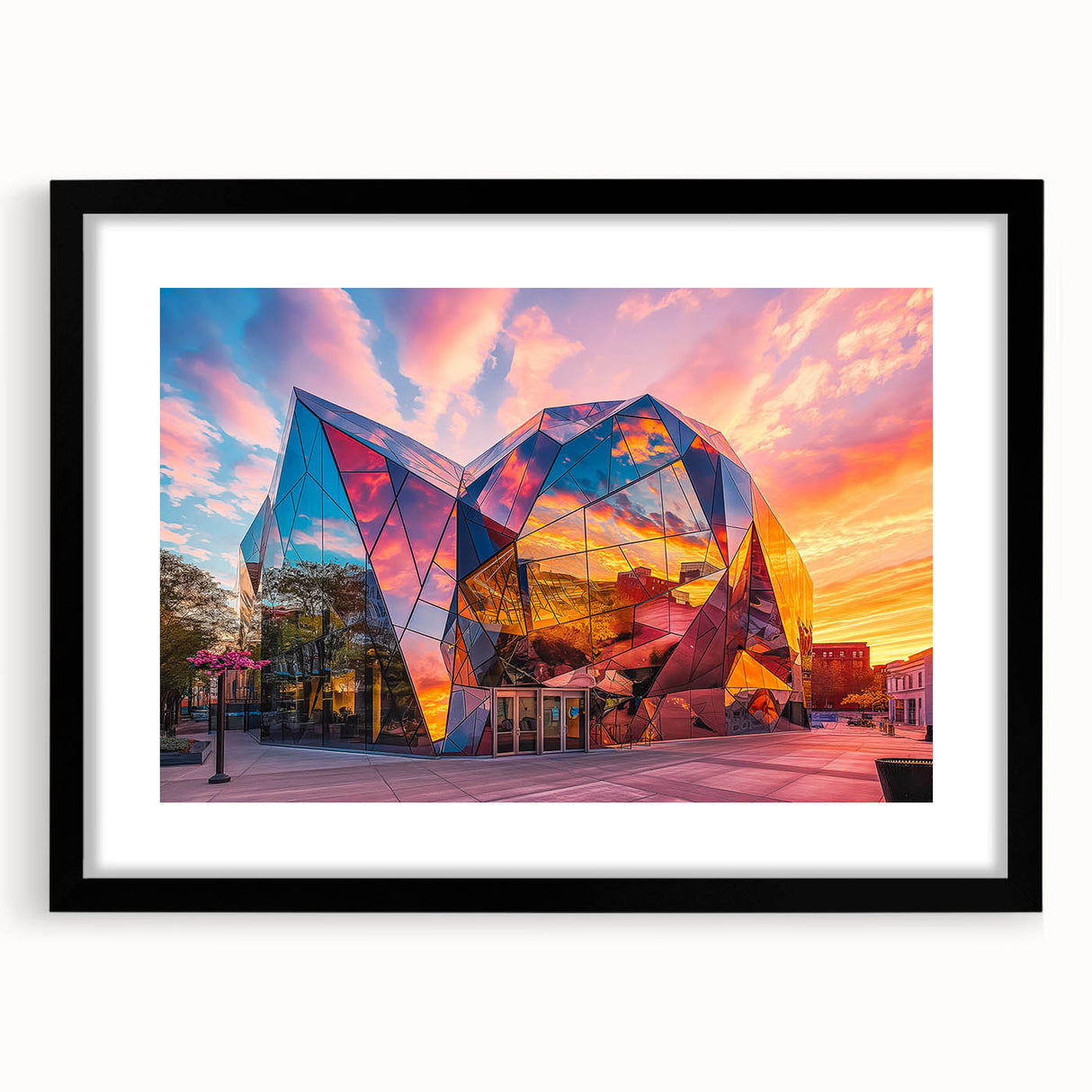 Extra large abstract art print featuring vibrant, colorful textures on a black framed canvas, ideal for living room decor.