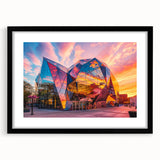 Extra large abstract art print featuring vibrant, colorful textures on a black framed canvas, ideal for living room decor.