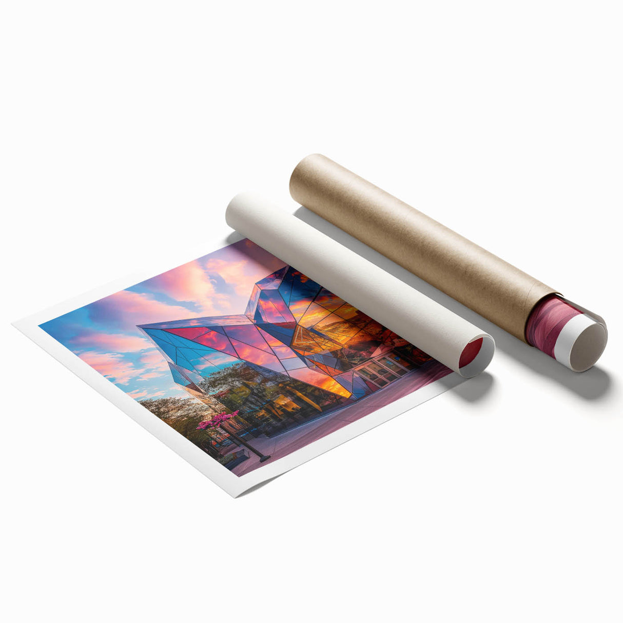Extra large rolled print of a floral art design in pastel shades, suitable for classy bathroom or large living room decor.