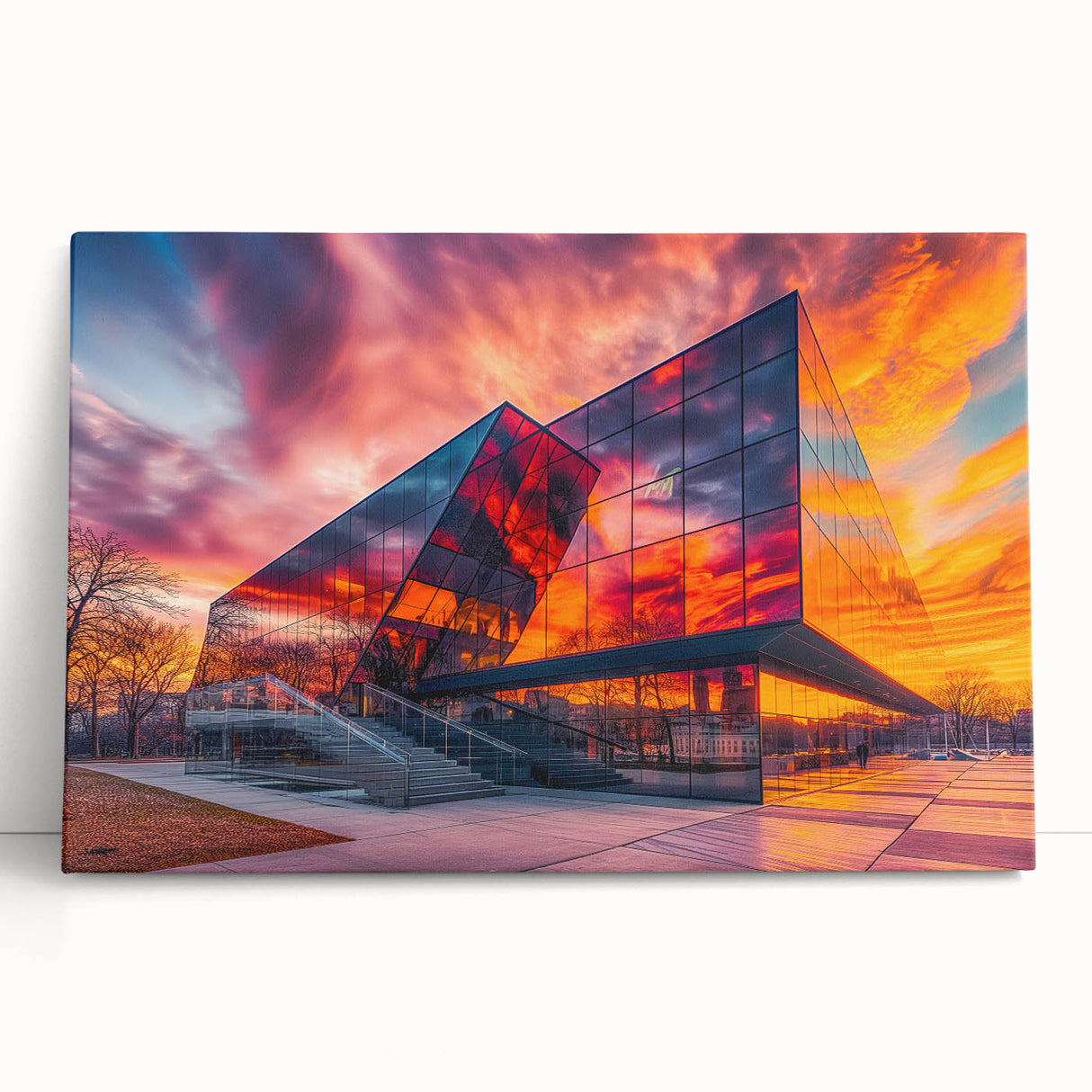 Large black and white photo of architectural museums on stretched canvas, ideal for kitchen wall art or bedroom decor.
