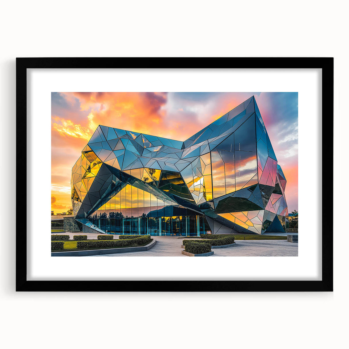 Extra large abstract art print featuring vibrant, colorful textured patterns on a black framed canvas.
