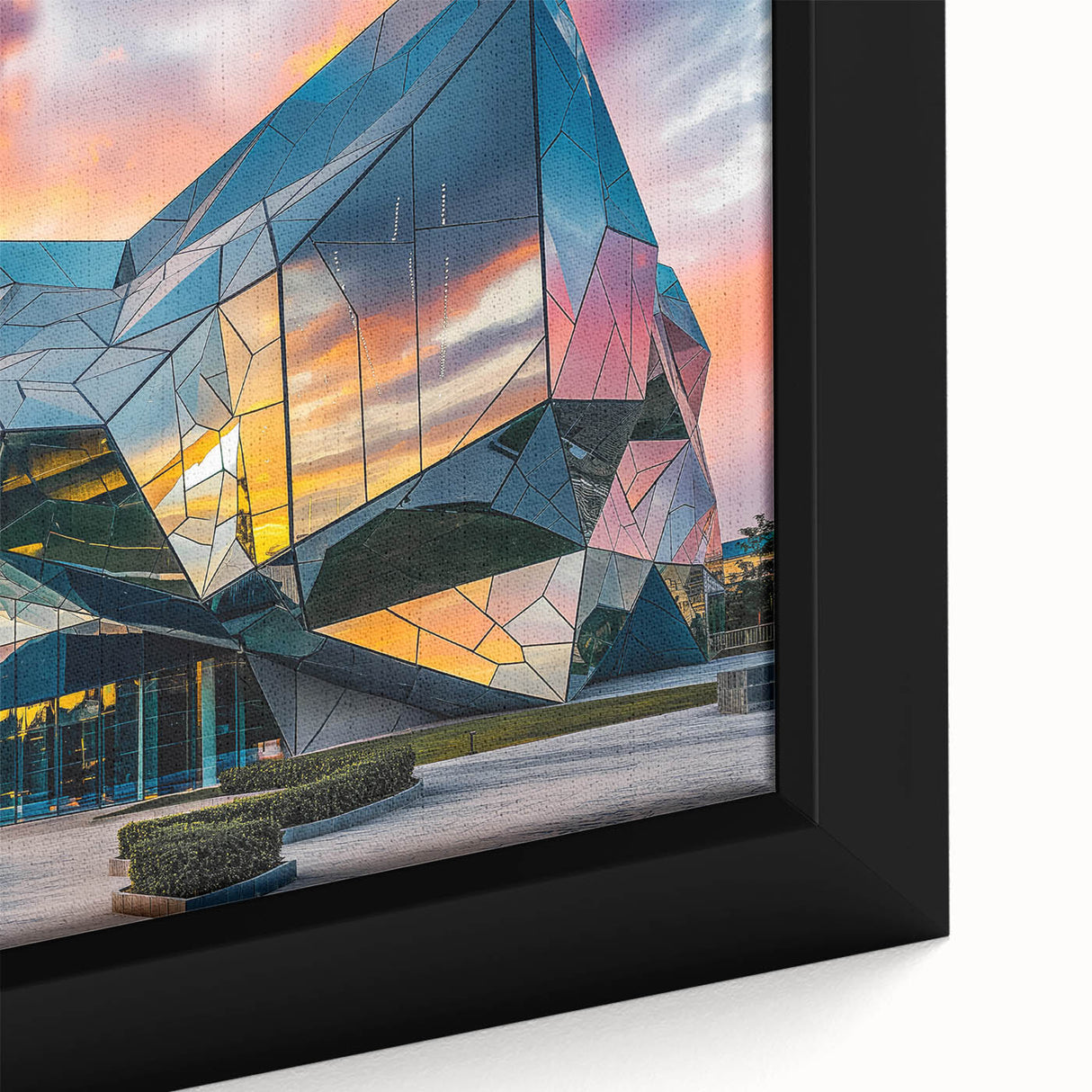 Extra large black wall art on canvas featuring colorful, textured abstract design, ideal for living room decor.