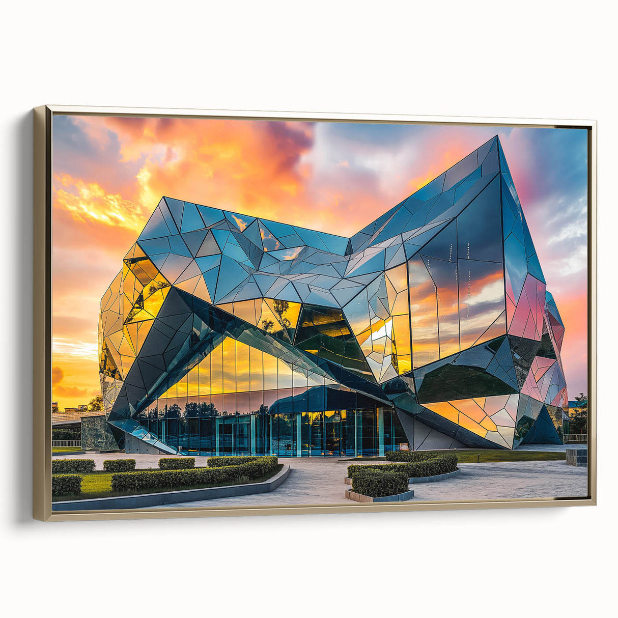 Side view of a framed canvas featuring a vintage poster art landscape, ideal for bedroom wall decor.