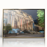 Mid-century modernist architecture museum design in gold frame, ideal for modern art wall decor.
