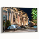 Framed canvas featuring a vintage poster art landscape with colorful elements and black accents, ideal for living room decor.