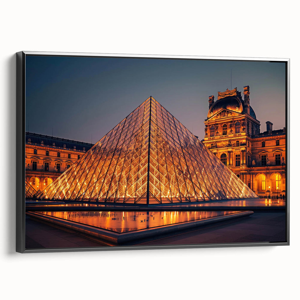 Black and white landscape art painting of vintage architecture on a framed canvas, ideal for bedroom wall decor.
